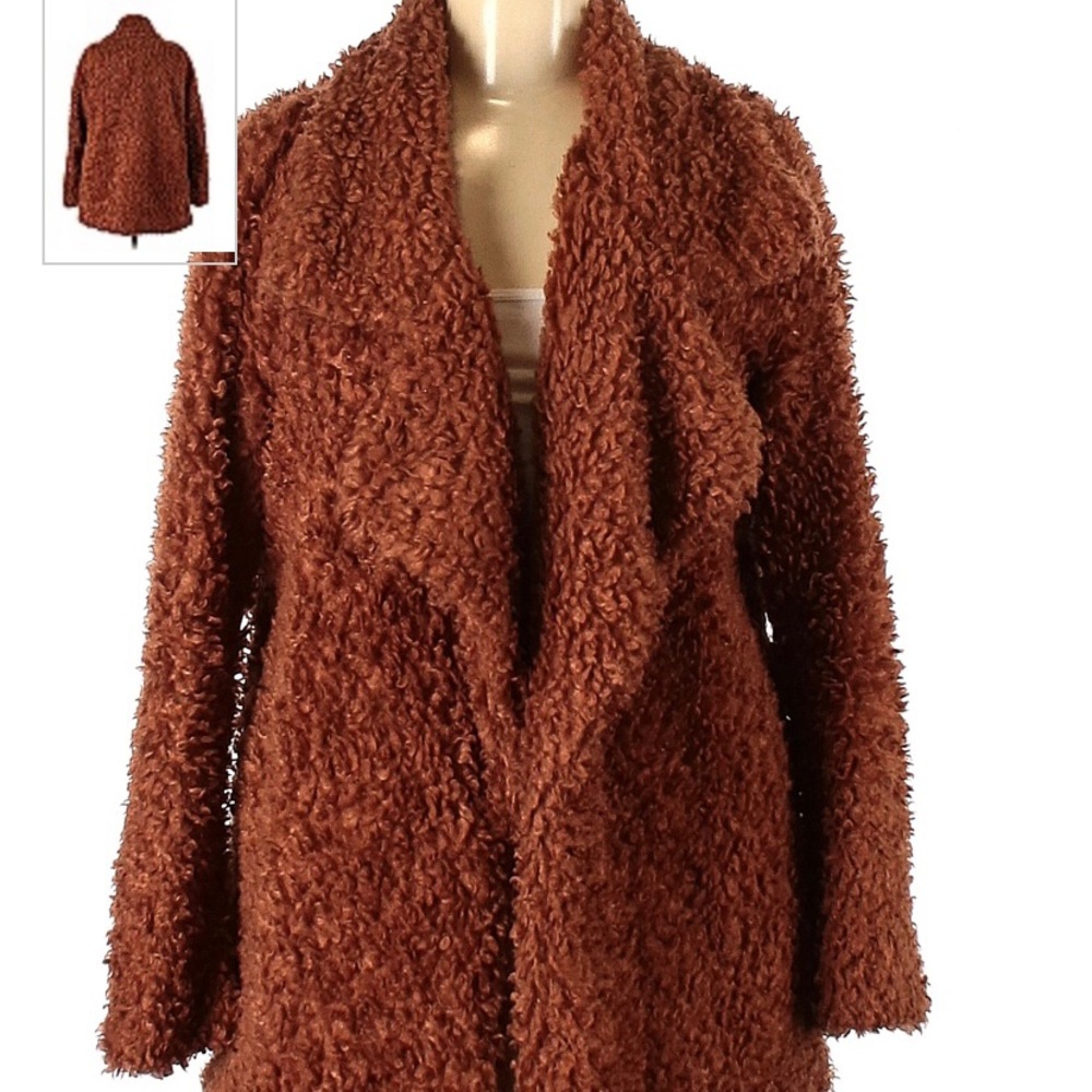 AUDREY 3+1 brand fuzzy faux fur coat.